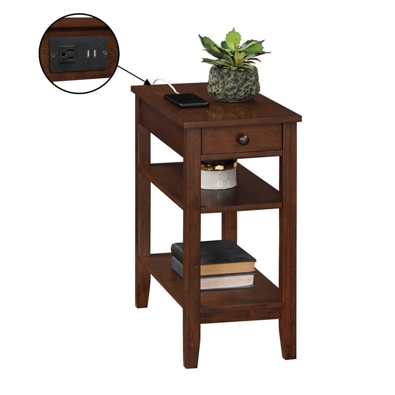  American Heritage 1 Drawer Chairside End Table with Charging Station and Shelves - Breighton Home, 3 of 9