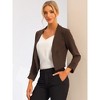 INSPIRE CHIC Women's Regular Fit Notched Lapel Ruched Sleeve Business Crop Blazer - 3 of 4