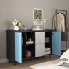 VYNXARIA Modern Kitchen Pantry Storage Cabinet with Glass Doors and Ample Storage - 3 of 4