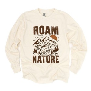 Simply Sage Market Women's Roam  Nature Mountains Long Sleeve Garment Dyed Tee - 1 of 3