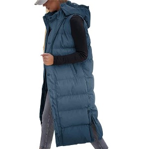 Imily Bela Womens Long Puffer Vest Hooded Sleeveless Winter Coats Quilted Warm Zip Up Padded Outerwear - 1 of 4