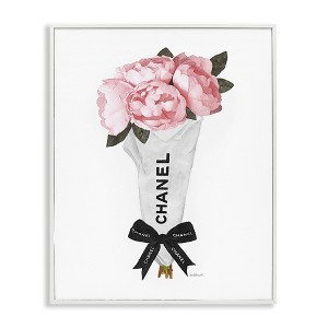 Stupell Industries Pink Peonies Flower Bouquet Glam Fashion Bow, 30" x 24" - 1 of 4