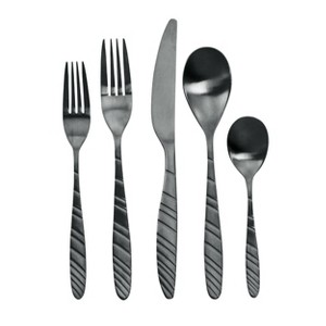 20pc Stainless Steel La Vague Silverware Set Matte Black - MegaChef: Flatware Set, Service for 4, Dishwasher-Safe - 1 of 4