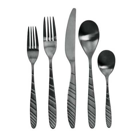 Matte Black Vintage Dinnerware Stainless Steel Knife Fork Spoon