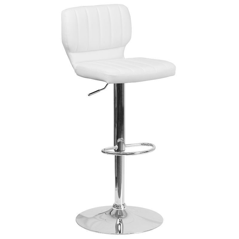 Merrick Lane Set of Two Swivel Bar Stools with Vertical Stitched Back and Adjustable Chrome Base with Footrest, 4 of 14