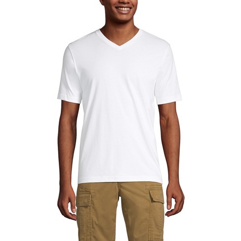 Lands' End Men's Super-t Short Sleeve V-neck T-shirt - Large - White ...