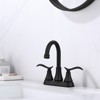 DOMETOUR Bathroom Faucet Matt Black with Pop-up Drain & Supply Hoses 2-Handle 360 Degree High Arc Swivel Spout Centerset 4 Inch Vanity Sink Faucet - 2 of 4
