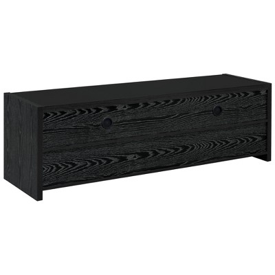 Modern Black Oak TV Console with Silver Hardware