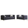 3-Seater + 2-Seater Velvet Modern Sofa with Tufted Buttons and Rolled Arms, Solid Wood Frame with Metal Legs, Includes 4 Cushions for Living Room - 4 of 4