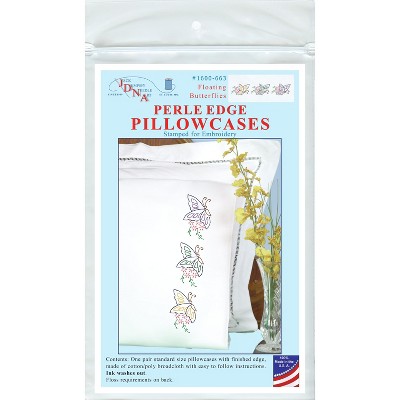 Jack Dempsey Stamped Pillowcases W/White Perle Edge 2/Pkg-Floating Butterflies