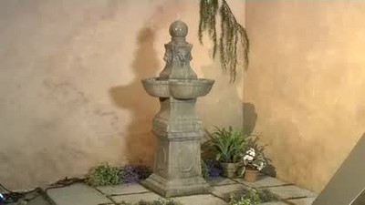 Tuscan Garden Pedestal Rustic Faux Stone Outdoor Water Fountain 54"