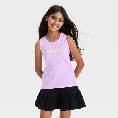 Girls' Butterfly Graphic Tank Top - Cat & Jack™ Light Purple M