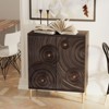 JIONJOY Distressed Black Farmhouse Storage Cabinet with Wood Grain & Gold Handles - 2-Door Boho Chic Sideboard for Bedroom or Living Room - 4 of 4