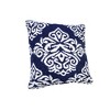 HomeRoots 20" X 20" Blue And White 100% Cotton Damask Zippered Pillow - 4 of 4