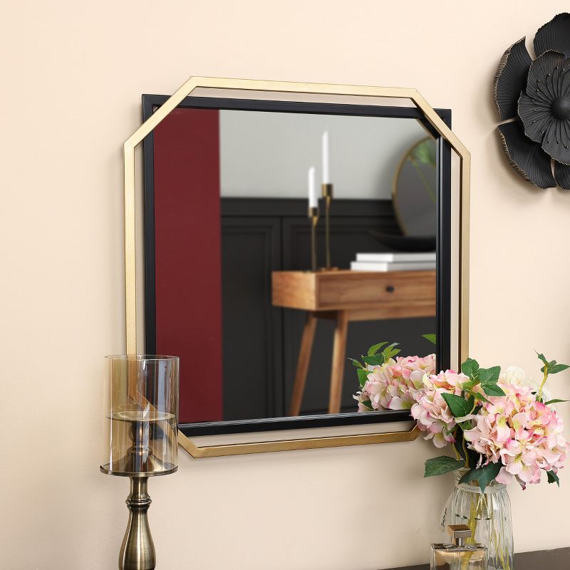 LuxenHome Gold and Black Metal Floating Frame Wall Accent Mirror Vanity Mirror, 5 of 12