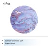 Unique Bargains Absorbent Marble Gilding Pattern Round Coaster for Home Office 4 Pcs Purple - 3 of 4