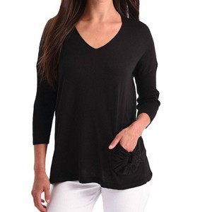 Women's Tie Pocket Detail V-Neck Top - ANGEL - 1 of 2
