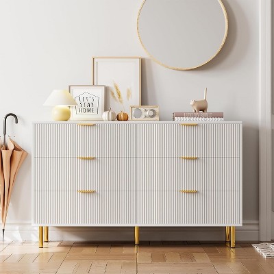 Acekool 6-Drawer Dresser, Modern Large Chest with Gold Handles & Anti-Tip Device