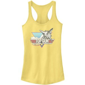 Juniors Womens Top Gun Distressed Fighter Jet Logo Racerback Tank Top - 1 of 4