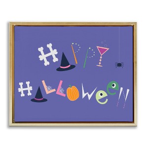 Stupell Industries Eclectic Happy Halloween Floating Frame Canvas Art - 1 of 4