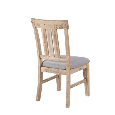 Natural Wood and Grey Upholstered High Side Chair