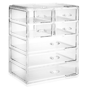 Casafield Makeup Storage Organizer, Clear Acrylic Cosmetic & Jewelry Organizer with 3 Large and 4 Small Drawers - 1 of 4