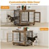 Gikpal Wooden Dog Crate Furniture, Stylish Dogs Kennel for Small to Extra Large, Double Door & A Cushion & 360°Wheel, Metal, Chew-Proof, Dog Cage - 3 of 4