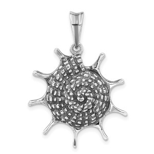 Black Bow Jewelry Sterling Silver Large Antiqued Spiral Seashell Pendant - 1 of 4