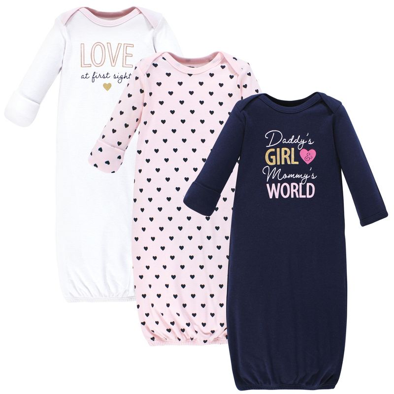 Hudson Baby Infant Girl Cotton Gowns, Love At First Sight, 1 of 7