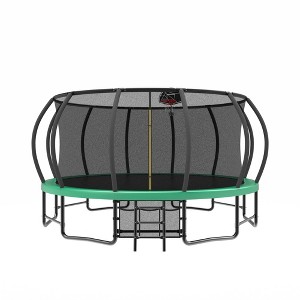 Whisen Outdoor Pumpkin Trampoline with Safety Enclosure Net, Foam Padded Poles, W-Shaped Legs, Balance Bars - 1 of 4