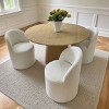 Set of 4 Chenille Dining Chairs with Casters, Upholstered Barrel Chairs, Rolling Seats for Kitchen or Round Dining Table-Maison Boucle - 2 of 4