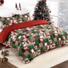 Duvet Cover Set, Christmas Patchwork Comforter Quilt Cover with 2 Pillow Shams, Cozy Soft Microfiber Bedding Set for Bedroom Decor - 4 of 4