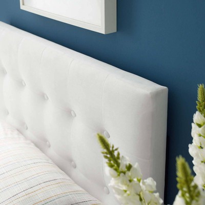 White Tufted Faux Leather Upholstered Twin Headboard