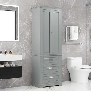 70"H/63"H Tall Storage Cabinet with Drawers and Adjustable Shelves for Bathroom/Office/Kitchen-ModernLuxe - 1 of 4