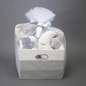 Lambs & Ivy Gray 5-Piece Baby Gift Basket for Baby Shower/Newborn Welcome Home - 1 of 4