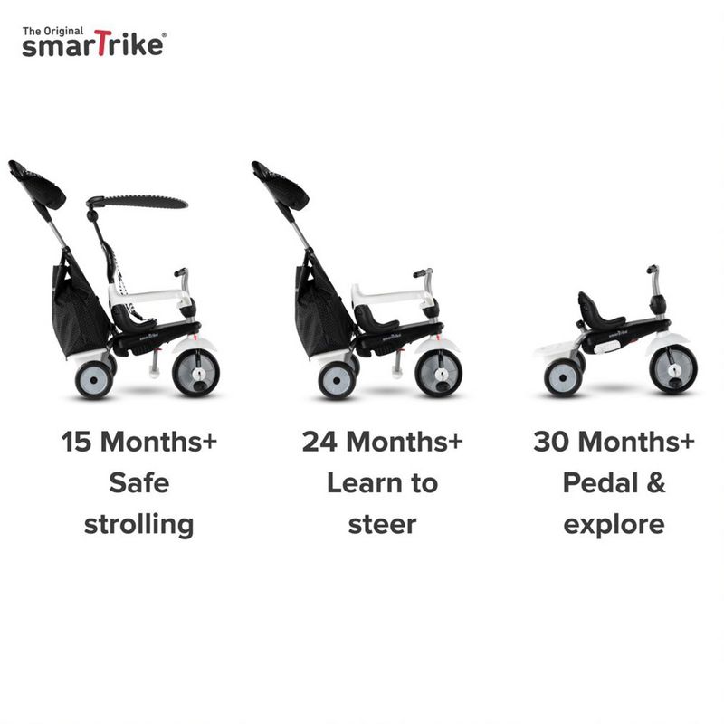 smarTrike Kids Adjustable 4 in 1 Vanilla Plus Baby and Toddler Tricycle Push Ride On Toy for ages 15 Months to 3 Years, 4 of 6