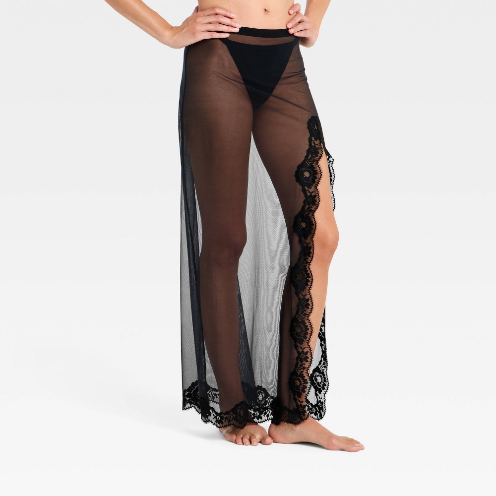 Women's Mesh & Lace Lingerie Slip Skirt - Auden™ Black M