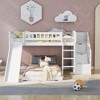 PAGED Wooden Housebed Bunk Bed Loft Bed, Twin over Twin Bed Frame with Window, Shelves, Ladder and Guardrail for Kids, Teens - 2 of 4