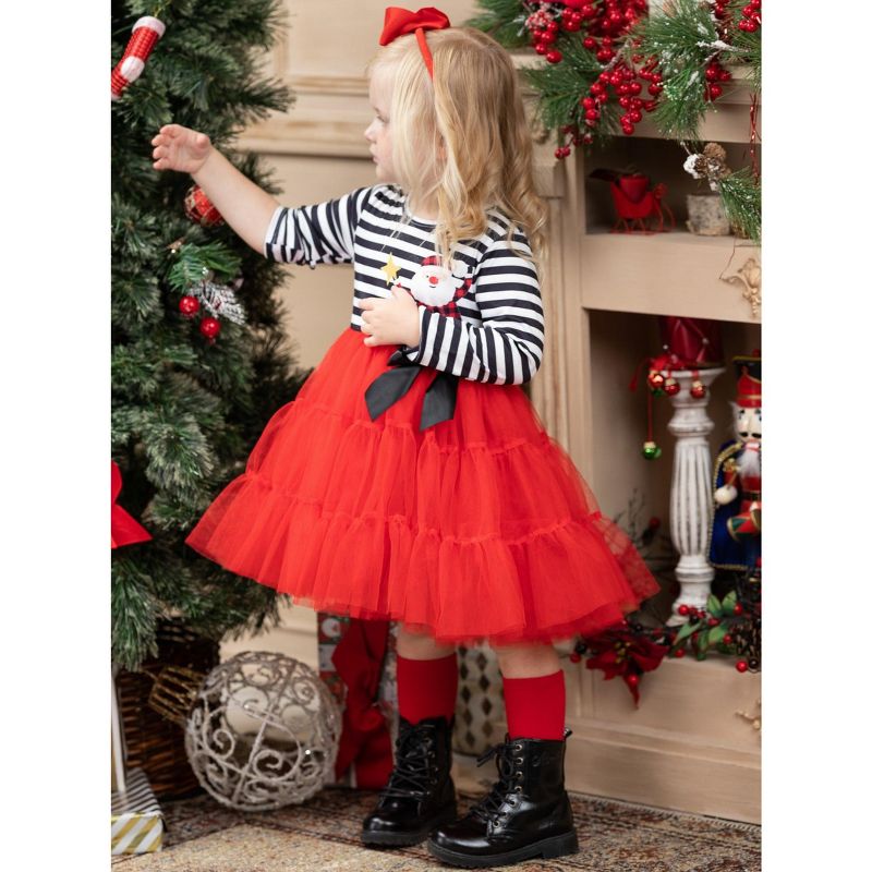 Girls Santa & Stripes Tutu Dress - Mia Belle Girls, 5 of 6