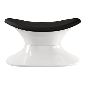 HomeRoots 21" Black and White Wool And Fiberglass Contempo Footstool Ottoman - 1 of 4