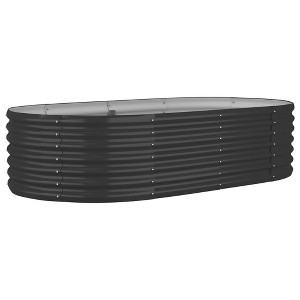 vidaXL Anthracite Oval Garden Raised Bed - Powder-Coated Steel Planter for Patio/Outdoor Use - Easy to Assemble - 59.8" x 31.5" x 14.2" - 1 of 4