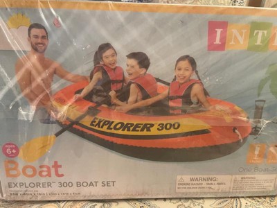 Intex Compact Inflatable Fishing 3 Person Raft With Pump & Oars & 1 Person  Tube : Target