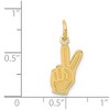 Black Bow Jewelry 14k Yellow Gold Small Hand Peace Sign Charm or Pendant, 8mm (5/16 in) - 4 of 4