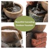 LuxenHome 23" H Bowls and Bricks Resin Outdoor Fountain with Lights Brown - 3 of 4