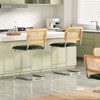 PexFix 2Pcs Counter Height Bar Stools Upholstered PU Leather Barstools with Rattan Back 24 inch Stools Armless Bar Chairs for Kitchen Island Green - 2 of 4