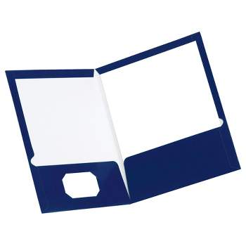Oxford Laminated 2-Pocket Folder, Dark Blue, Pack of 25