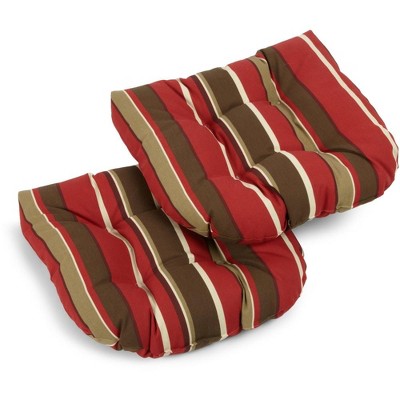 Blazing Needles, 19-inch U-Shaped Outdoor Spun Polyester Tufted Dining Chair Cushion (Set of 2)