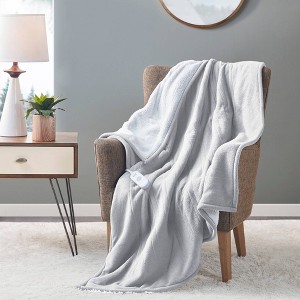 Serta 50"x60" Fleece to Faux Shearling Electric Heated Throw Blanket - 1 of 4