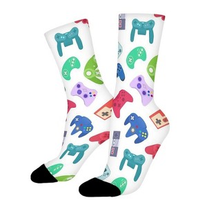 Video Game Controller Women Printed Crew Socks Funny Funky Socks Soft Polyester Novelty Gifts for Artists Men - 1 of 4