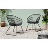 Akoasm Set of 2 Outdoor Barrel-Shaped Dining Chairs with Iron Legs & 2 Cushions-Grey - 4 of 4